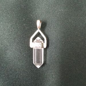 clear quartz silver pendant necklace